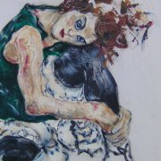 Portrait nach Schiele I  48x36 Acryl auf Leinwand.JPG